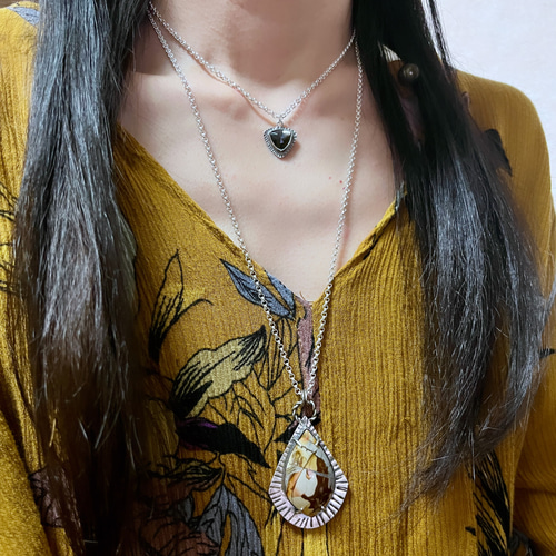 アイビスジャスパー＆ブラックムーンストーン エジプシャンネックレス