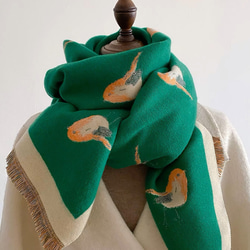 【特集掲載・再販】ジャガード織ストールマフラー・バードGR 2枚目の画像