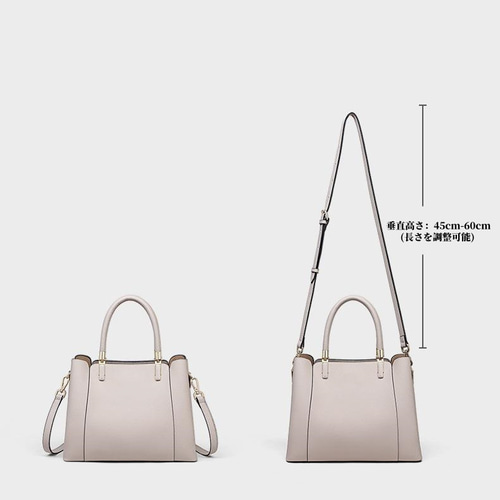 上品なデザイン！•ベージュ•天然牛革ハンドバッグ•牛革