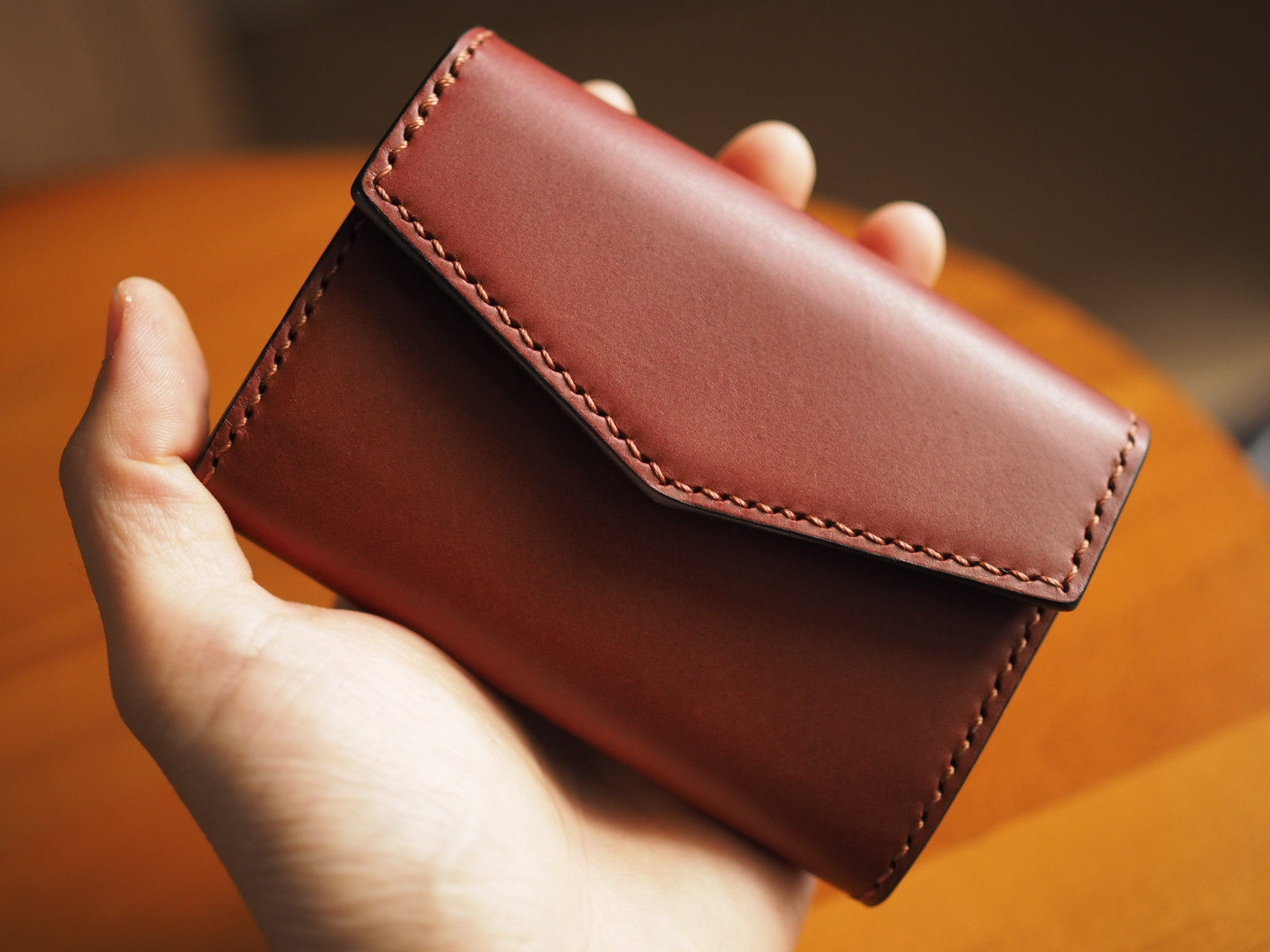 【全5色】/フラップコンパクトウォレット/ミニ財布/総手縫い/イタリアンレザー/【turquoise】