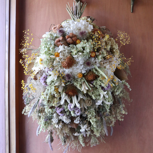 ドライフラワー スワッグ❁¨̮⑯ボタニカル 紫 花束❁⃘ パンパスグラス  