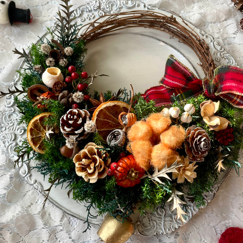森の中のクリスマスリース プリザーブドフラワー Atelier sol daisy