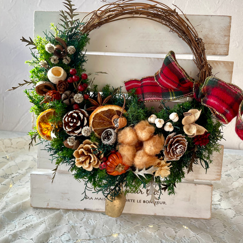 森の中のクリスマスリース プリザーブドフラワー Atelier sol daisy