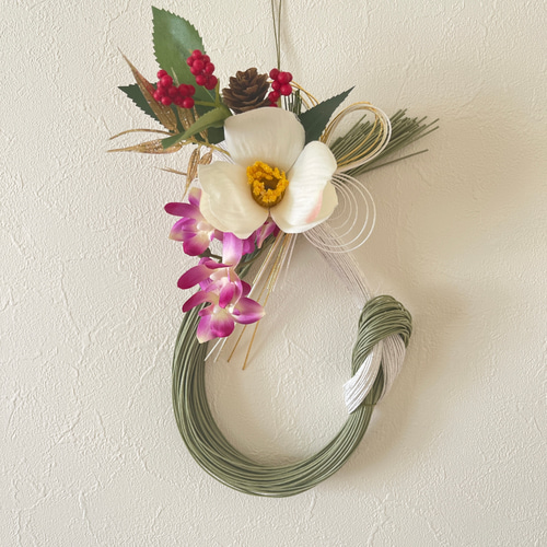 お正月2026】お正月飾り しめ縄飾り 造花 蘭 椿 creema限定 しめ縄