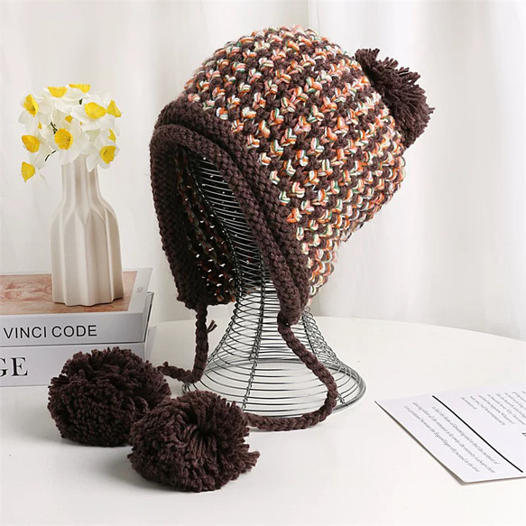 ☆大人用 【受注制作】秋冬 耳当て ニット帽 レディース 洗える 防寒