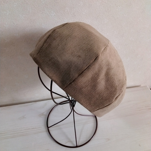 コーデュロイのベレー②ほっこりベレー帽☆モカベージュ☆コールテン