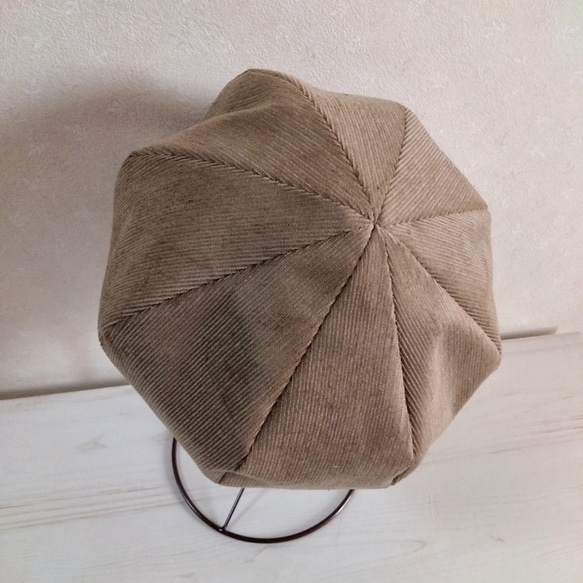 コーデュロイのベレー②ほっこりベレー帽☆モカベージュ☆コールテン