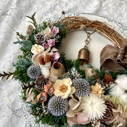 冬のくすみカラークリスマスリース リース Atelier sol daisy 通販