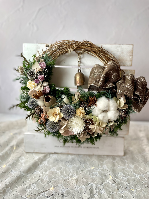 冬のくすみカラークリスマスリース リース Atelier sol daisy 通販