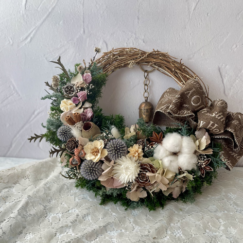 冬のくすみカラークリスマスリース リース Atelier sol daisy 通販 