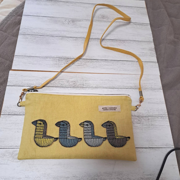 ハンドメイド♡ミナペルホネン♡swing♡ストラップ付きポシェット② mina perhonen hanaha kids ポシェット - ミナペルホネン正規