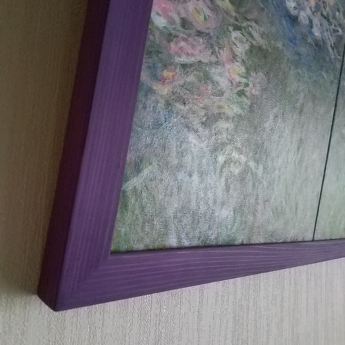 【祝開店！大放出セール開催中】 モネ 模写 油絵 額縁付き 71.2X37.9X2.5cm 絵画 rinrin 通販 絵画