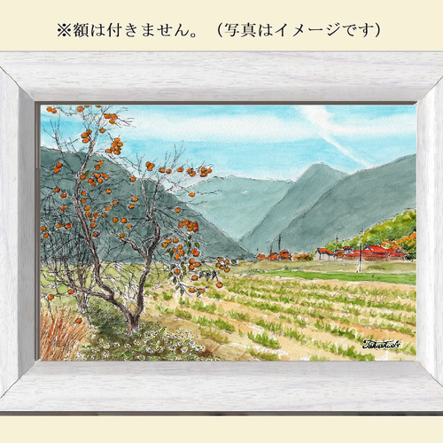 絵画「里山は実りの秋」 水彩画