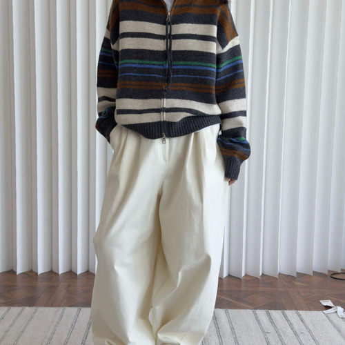 あったかわいい♡ ichiri 彩りニットパンツ ベージュブラウン系