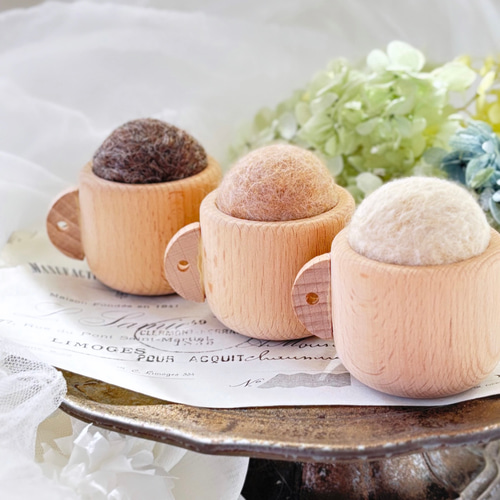 ピンクッション☆コーヒーカップ【羊毛フェルト】 その他インテリア