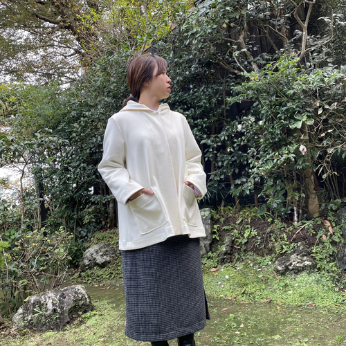 オーガニックコットンツイル ストレッチ フード付き ショート