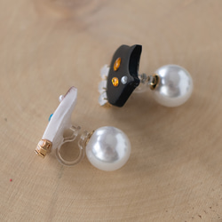 【禮品盒】耳針 / 耳夾 貓咪的選擇 珍珠 軟陶耳環 第9張的照片