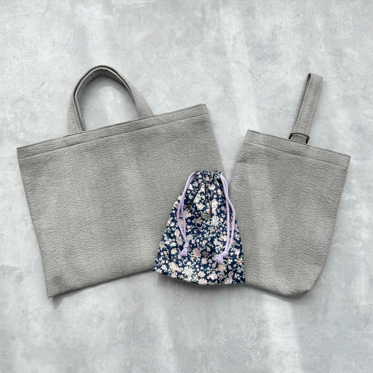 レッスンバッグ3点セット　＜グレー＞