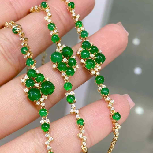 天然ダイヤモンド付きエメラルドブレスレットk18 ブレスレット パール 