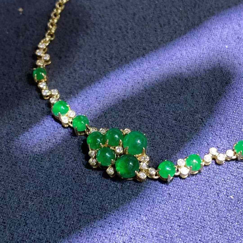 天然ダイヤモンド付きエメラルドブレスレットk18 ブレスレット パール  