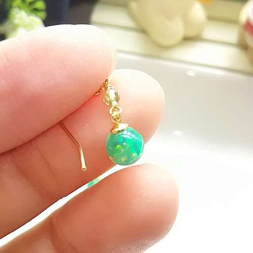 14Kgf 京都オパールクリスタルピアス ピアス（スタッド・一粒