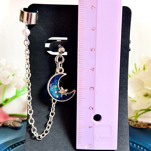 #826 再販 シルバー ネイビー チェーン ハンドメイド ピアス イヤリング 826 再販 シルバー ネイビー チェーン ハンドメイド ピアス イヤリング