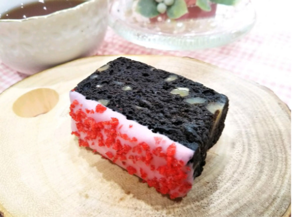 【Creema限定  送料無料】『米粉☆腸活ブラウニー』～活性炭入りスイーツ〜ストロベリーチョコトッピングあり３、なし３ 2枚目の画像