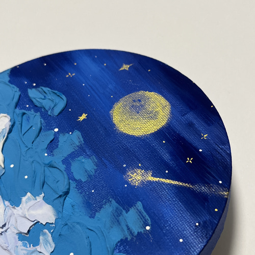 テクスチャーアート 原画 夜空 月 パール 絵画 menkoi（えかき