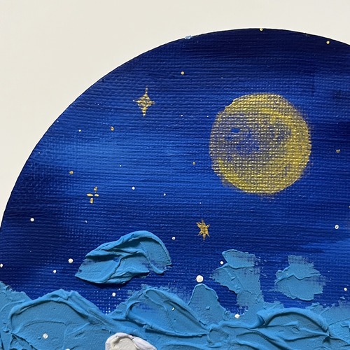 テクスチャーアート 原画 夜空 月 パール 絵画 menkoi(えかき テクスチャーアート 原画 夜空 月 パール 絵画 menkoi(えかき