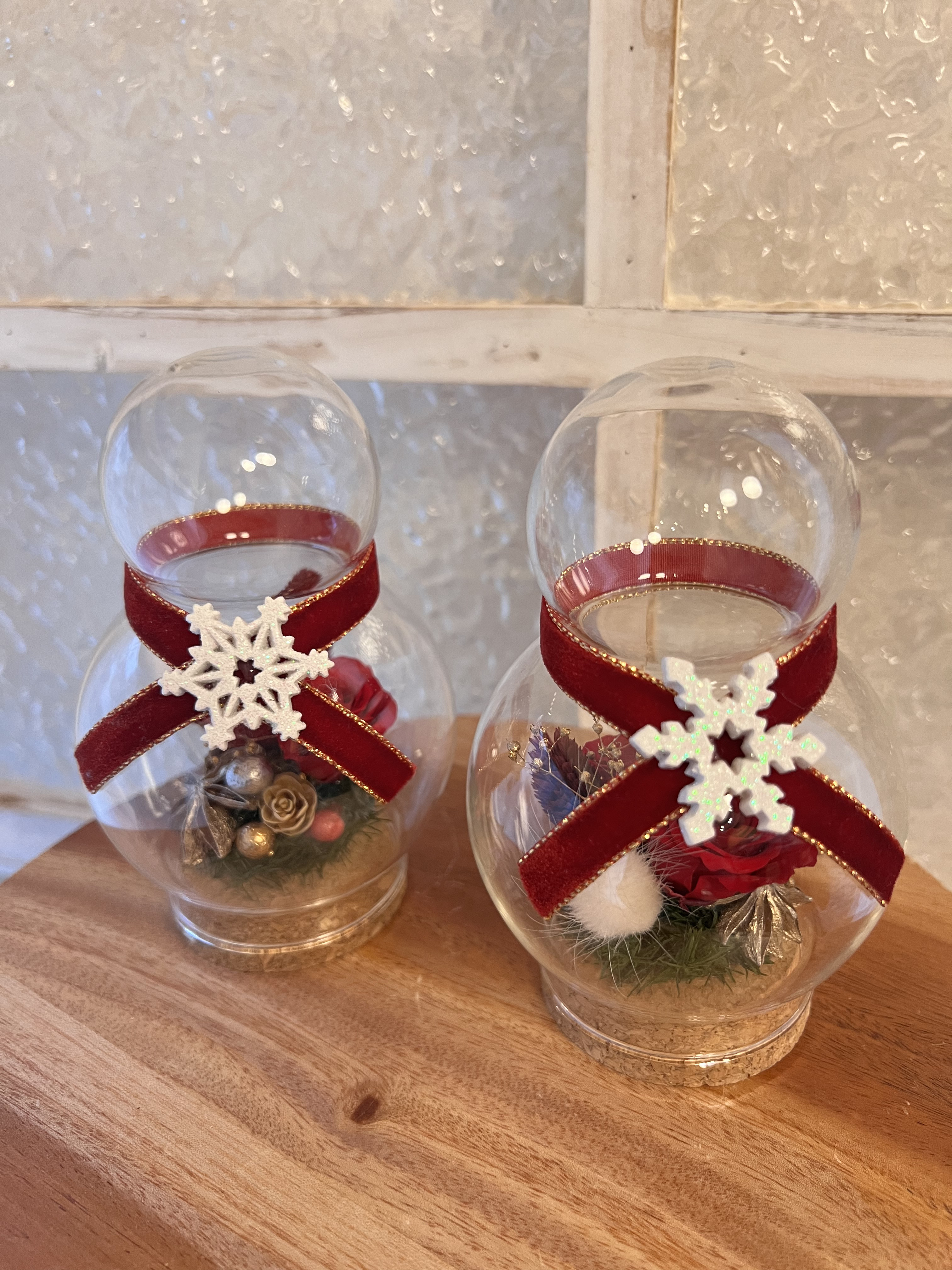 雪だるま ガラス 未使用 フラワー スノーマン ペンダントトップ 1点物