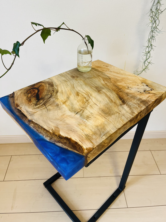 レジンテーブルソファテーブルサイドテーブル栃