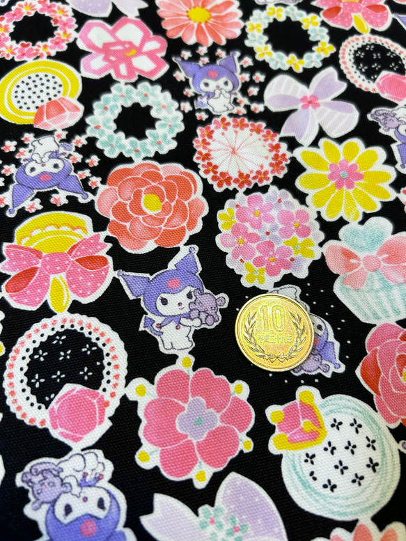 10年前の品物　新品未使用　オッズクローチェ　薄生地 オックス生地『クロミ×SONOPIENA』110cm巾×50cm 生地 petit couturier