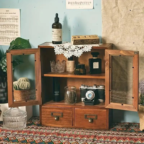 収納キャビネット 木製 ミニチェスト 収納ケース 小物入れ ミニ食器棚