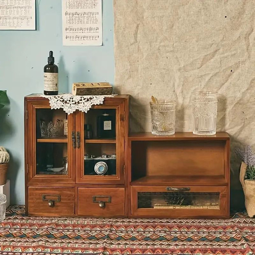 卓上 収納ボックス 収納ケース 木製 オープンキャビネット 収納