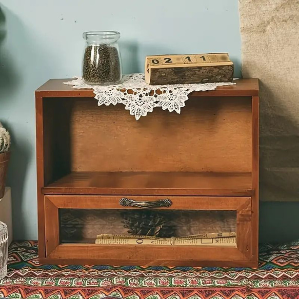 卓上 収納ボックス 収納ケース 木製 オープンキャビネット 収納ラック