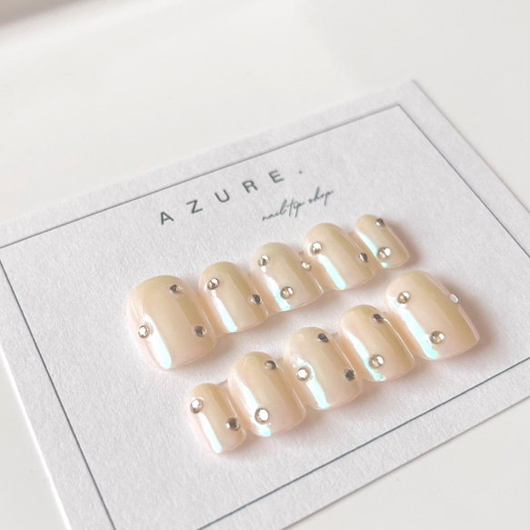オーロラネイルツヤネイルニュアンスネイルシンプルネイルナチュラルネイルオフィスネイルネイルチップ春ネイル夏ネイル振袖春夏 3枚目の画像