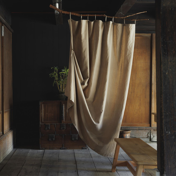 自然素材  カーテン 大麻  ooasa  柿渋 目隠し 間仕切り ナチュラル シンプル 3枚目の画像
