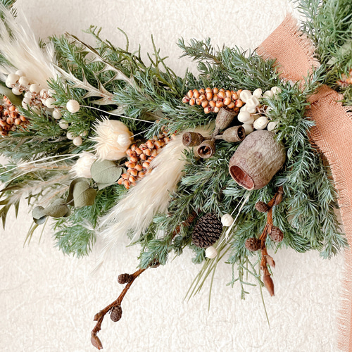 横長ガーランド　リース　スワッグ クリスマスガーランド ドライフラワー 横長スワッグ スワッグ riisi