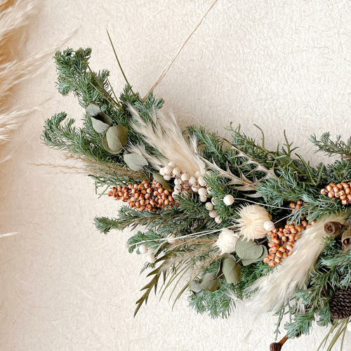 クリスマスガーランド ドライフラワー 横長スワッグ スワッグ riisi  