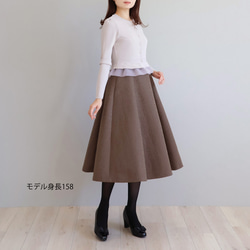 ふくれオーガンジー使い 長袖カーディガン【アプリコットピンク】 3枚目の画像