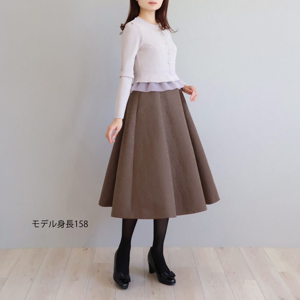 ふくれオーガンジー使い 長袖カーディガン【アプリコットピンク】 3枚目の画像