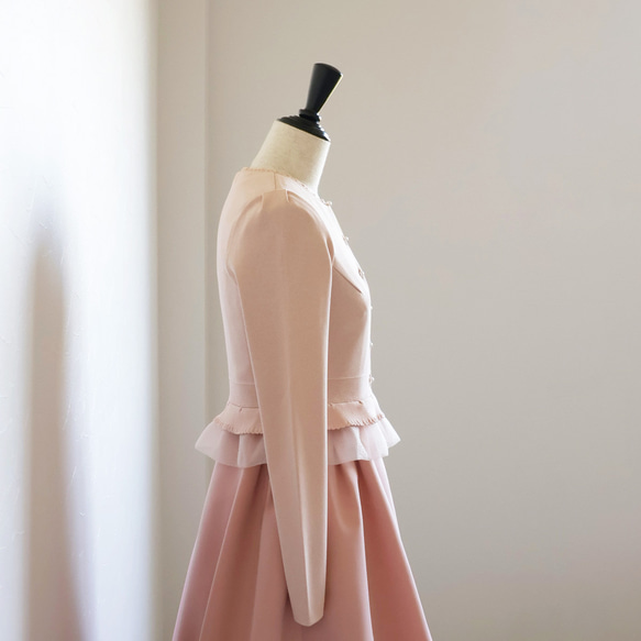 ふくれオーガンジー使い 長袖カーディガン【アプリコットピンク】 8枚目の画像