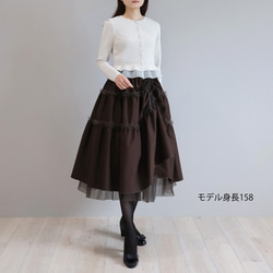 ふくれオーガンジー使い 長袖カーディガン【アプリコットピンク】 6枚目の画像