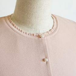 ふくれオーガンジー使い 長袖カーディガン【アプリコットピンク】 9枚目の画像