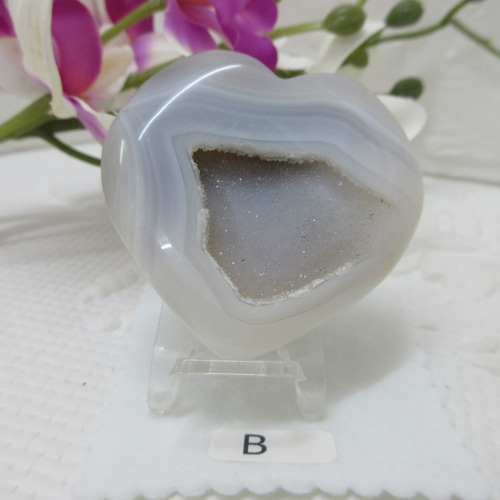 No.CR-256 天然石 <置物> 瑪瑙ジオード ハート 天然石 Rose Stone 通販