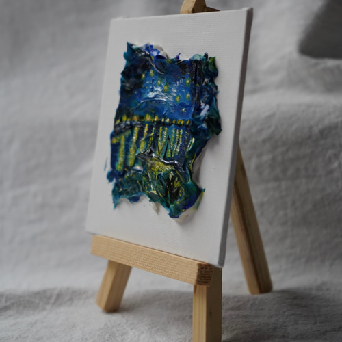 ゴッホ ローヌ川の星月夜 テクスチャーアート 絵画 laméアトリエ 通販