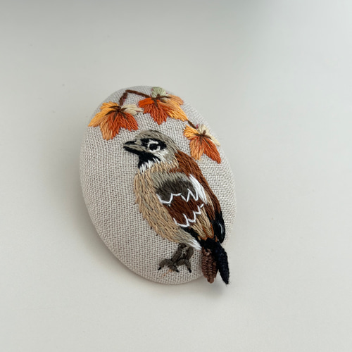 ハンドメイド刺繍ブローチ鳥 ブローチ sandy83 通販 18445687｜Creema