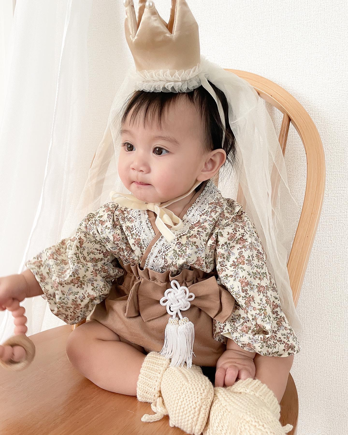 【60-70  / 70-80 】ムーンモス　ティオレ✖︎ あずき  ベビー袴　お食い初め　ひなまつり　お正月