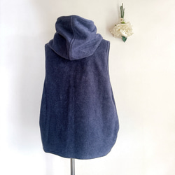 新作❤️春の寒暖差にちょうどいい❤️フードか可愛いメルトンベスト❤️ネイビーグレー❤️色変更可能❤️SML(2〜3Ｌ) 2枚目の画像