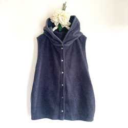 新作❤️春の寒暖差にちょうどいい❤️フードか可愛いメルトンベスト❤️ネイビーグレー❤️色変更可能❤️SML(2〜3Ｌ) 10枚目の画像